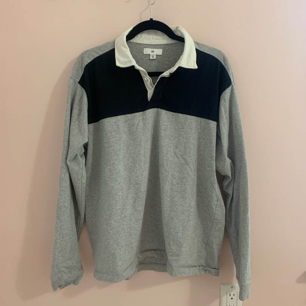 BP Grey Long Sleeve Collared Polo (Men’s Medium)